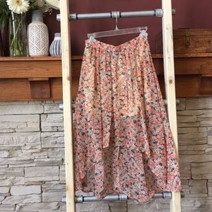 Flowery High-Low Skirt